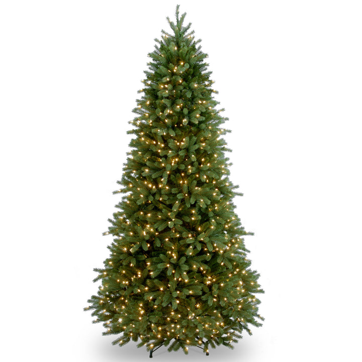 Pre-Lit Slim Artificial Christmas Tree, Green, Jersey Fraser Fir, 'Feel Real', White Lights, Includes Stand, 6.5 Feet