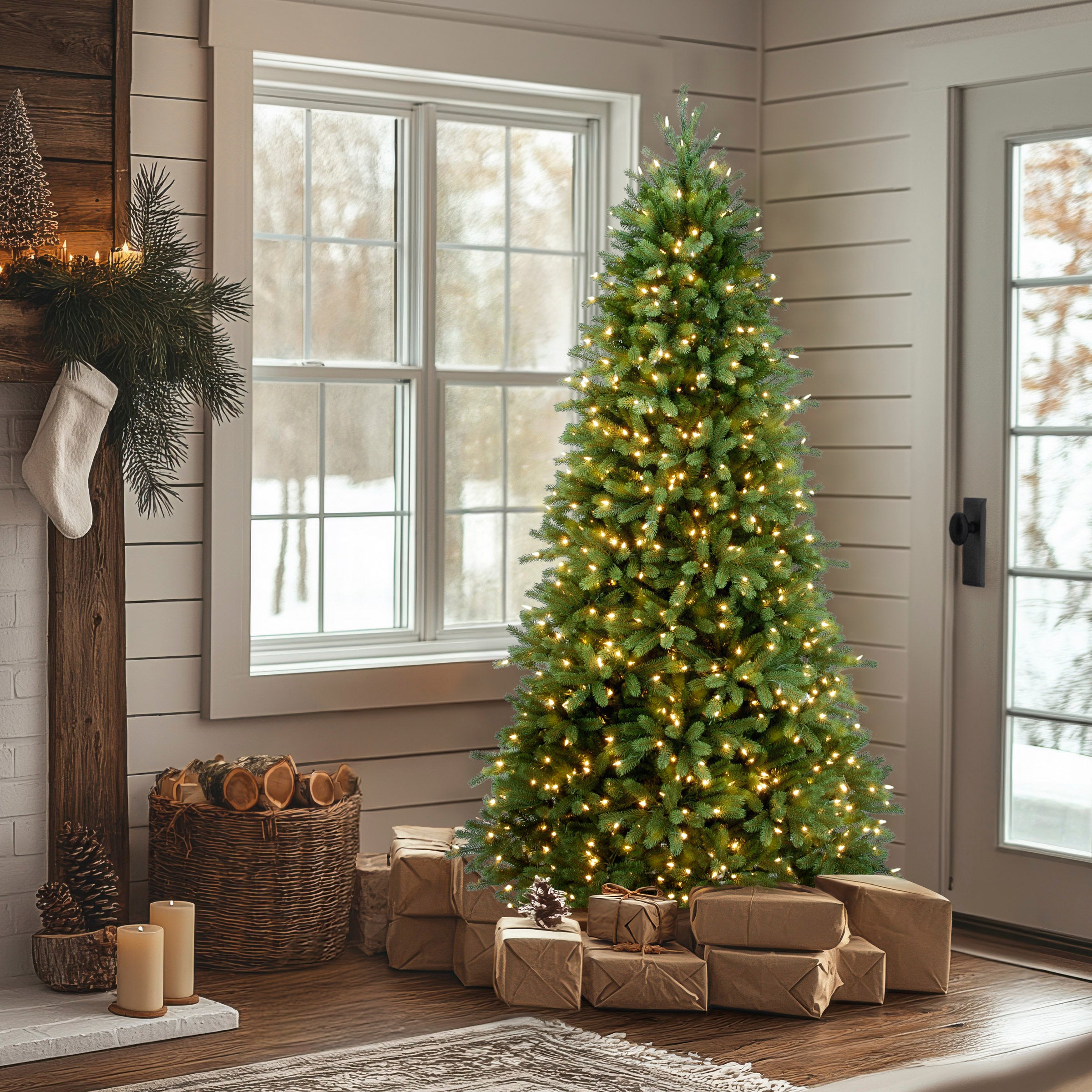 7.5 ft. Pre-Lit Jersey Fraser Fir Slim Tree with Clear Lights