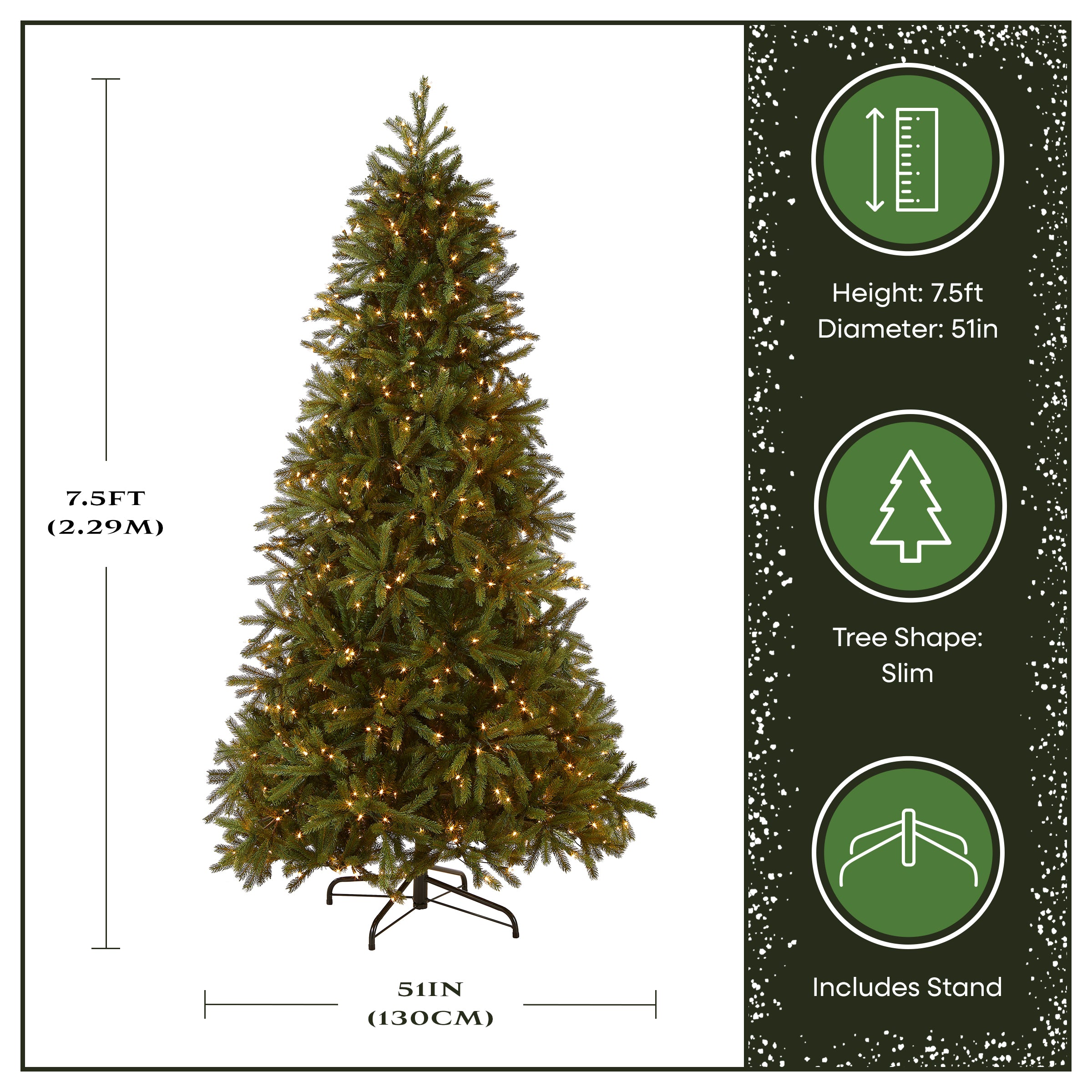 7.5 ft. Pre-Lit Jersey Fraser Fir Slim Tree with Clear Lights