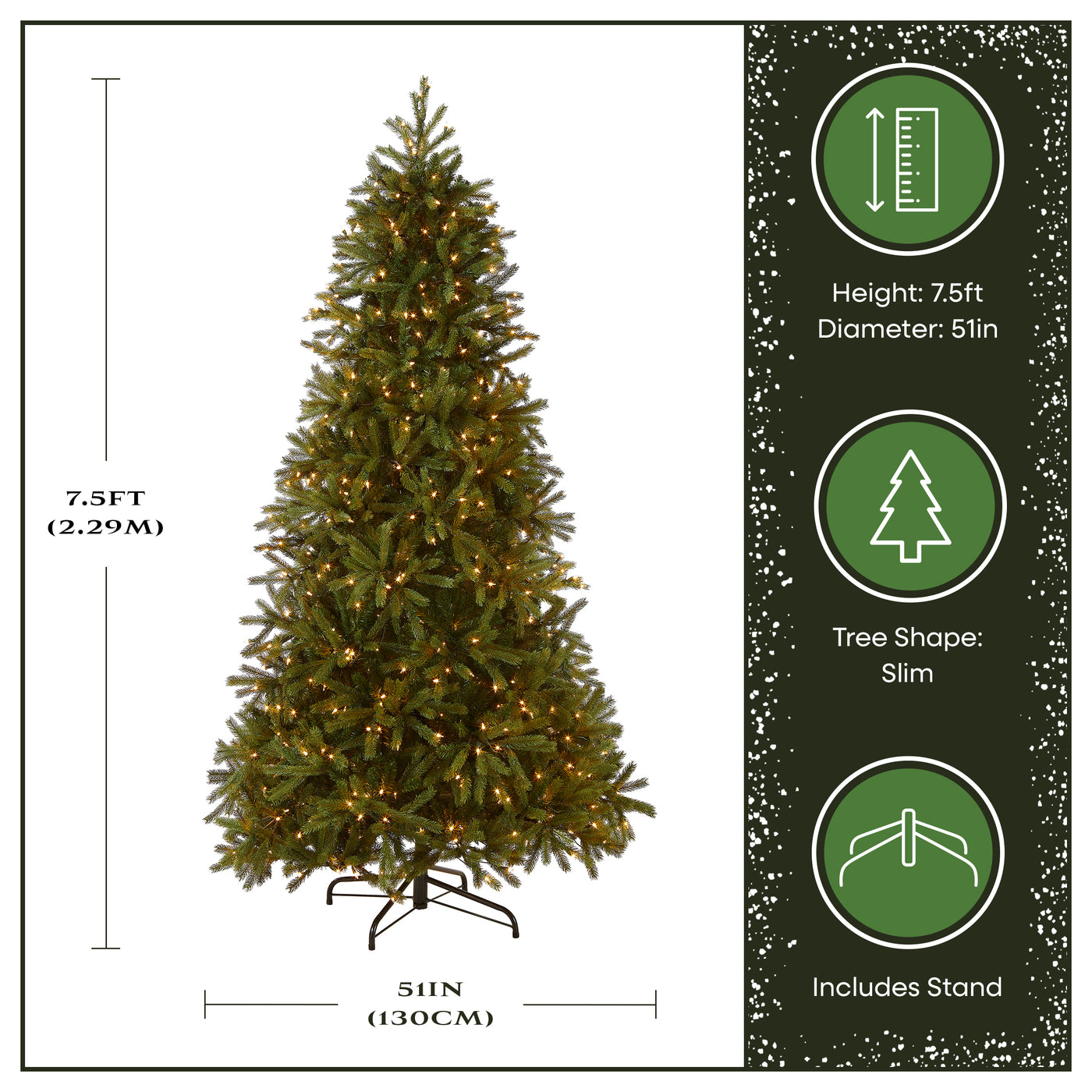 7.5 ft. Pre-Lit Jersey Fraser Fir Slim Tree with Clear Lights, Plug-In - National Tree Company