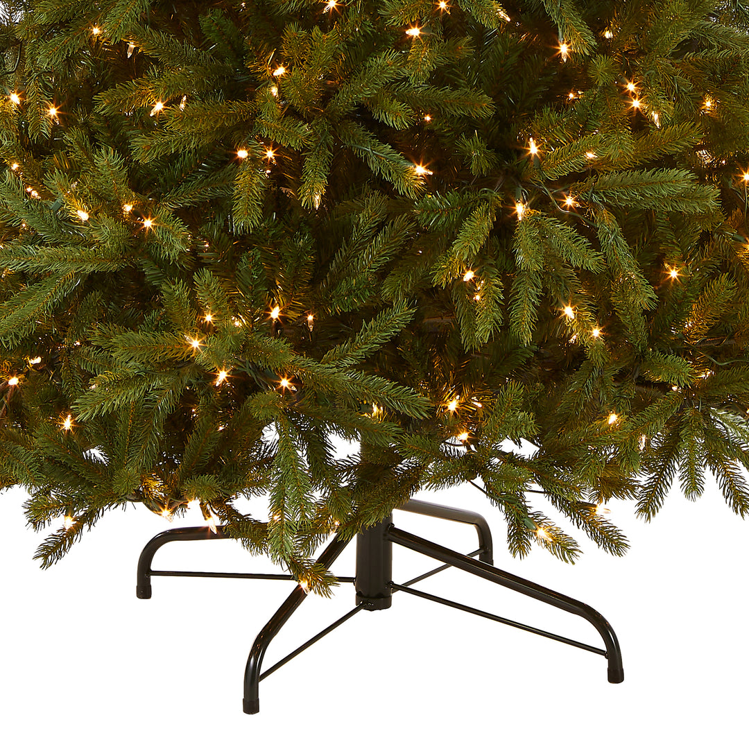 Pre-Lit Slim Artificial Christmas Tree, Green, Jersey Fraser Fir, 'Feel Real', White Lights, Includes Stand, 7.5 Feet