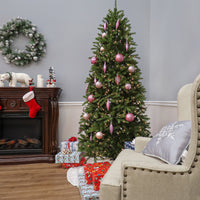 6.5 ft. Pre-Lit Jersey Fraser Fir Pencil Slim Tree with Clear Lights - National Tree Company