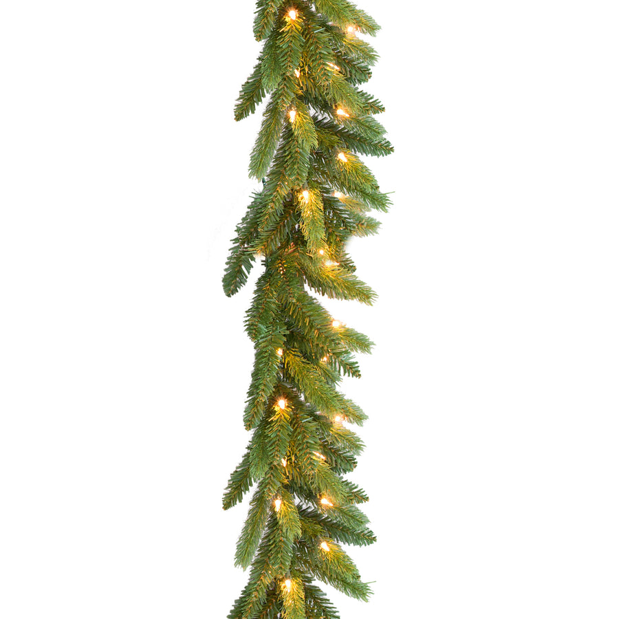 9 ft. Pre-Lit Jersey Fraser Fir Garland with Clear Lights - National Tree Company