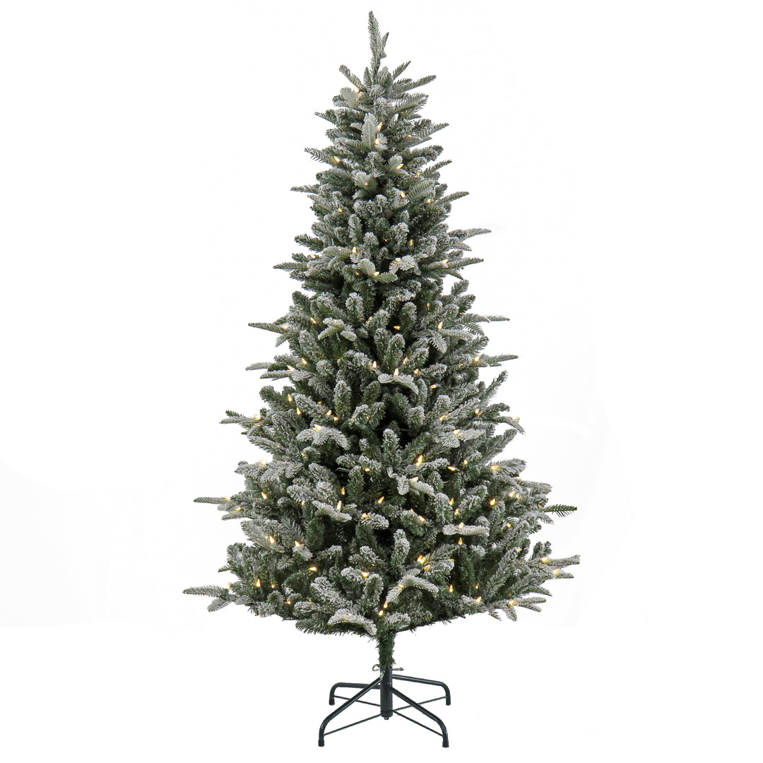 6 ft. Pre-Lit Snowy Libby Fir Tree with LED Lights