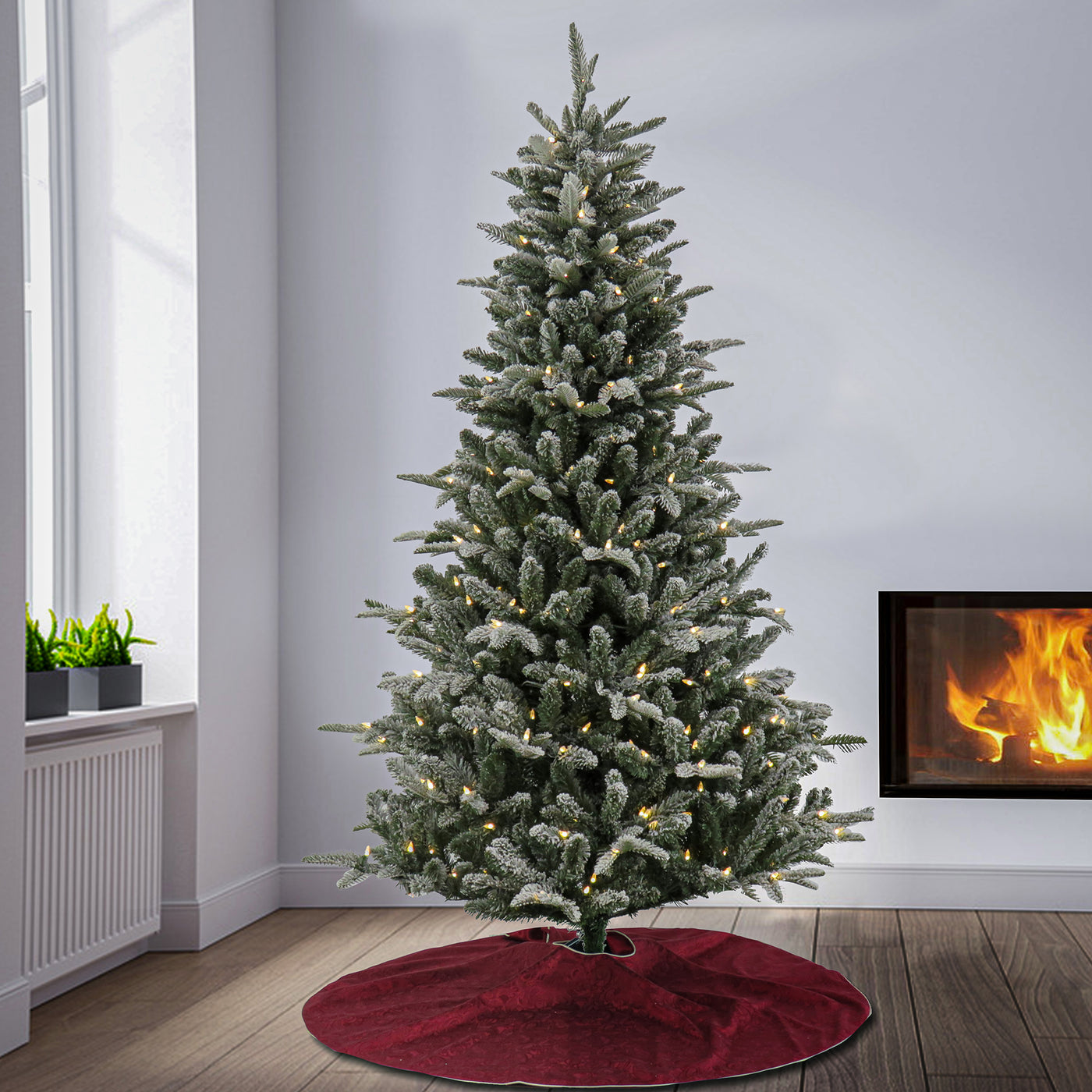 6 ft. Pre-Lit Snowy Libby Fir Tree with LED Lights - National Tree Company