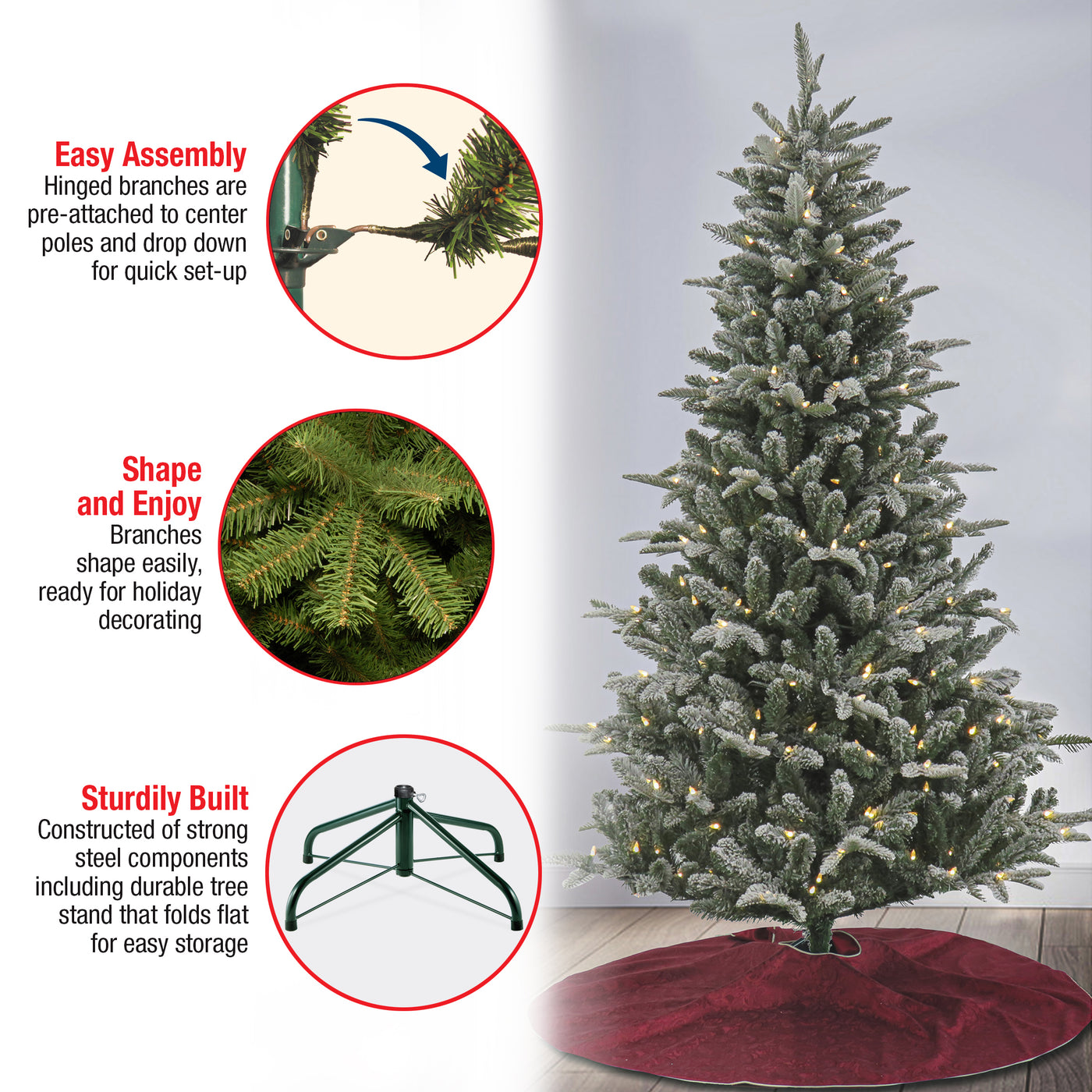 6 ft. Pre-Lit Snowy Libby Fir Tree with LED Lights - National Tree Company