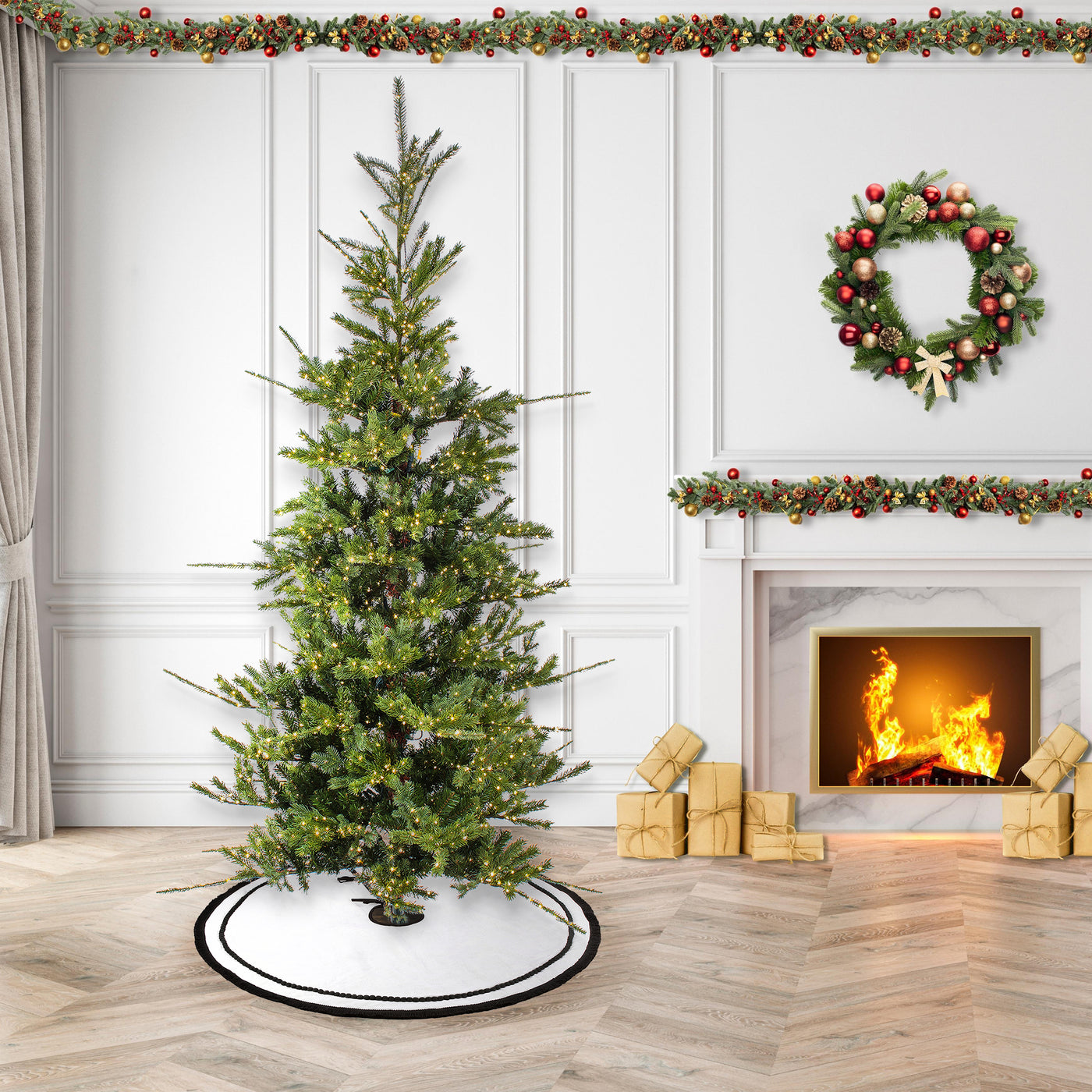 10 ft. Pre-Lit Lark Pine Feel Real Medium Tree with Warm White LED Rice Lights - National Tree Company