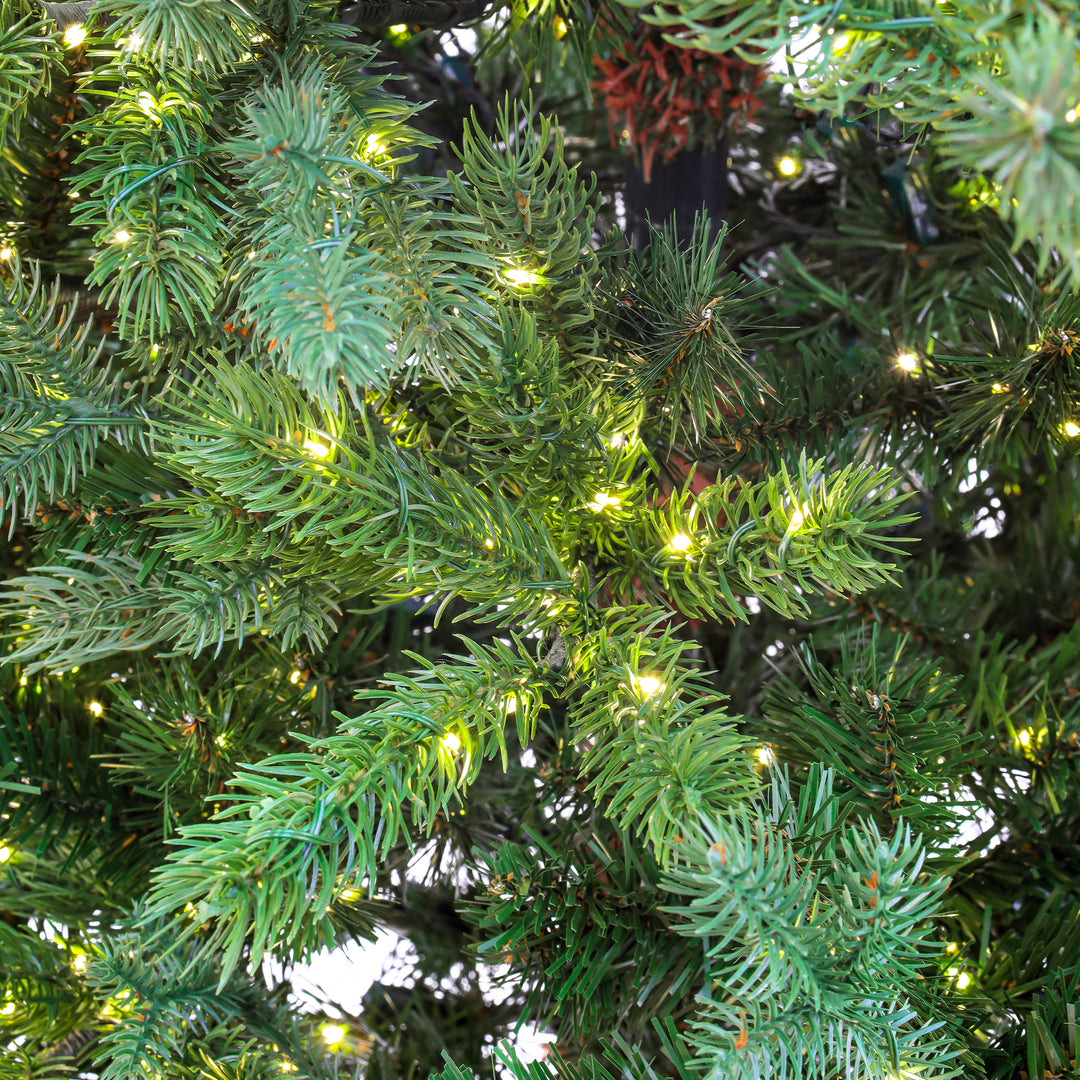 9ft Pre-lit Artificial Feel Real Lark Pine Medium Hinged Tree, 4120 Warm White LED Rice Lights- UL