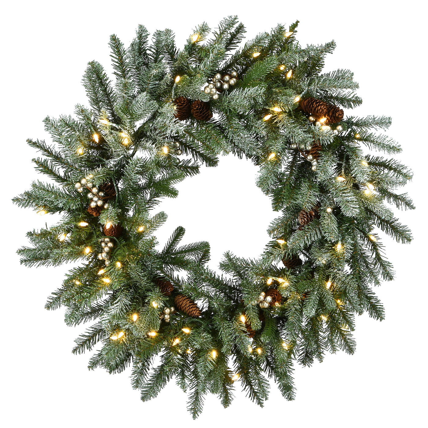 30 in. Pre-Lit Snowy Morgan Spruce Wreath with Twinkly LED Lights - National Tree Company