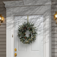 24 in. Pre-Lit Snowy Morgan Spruce Wreath with LED Lights - National Tree Company