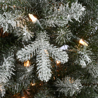 6.5 ft. Pre-Lit Snowy Morgan Spruce Slim Tree with Clear Lights - National Tree Company