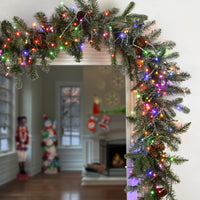 9 ft. Pre-Lit Snowy Morgan Spruce Garland with White Lights - National Tree Company