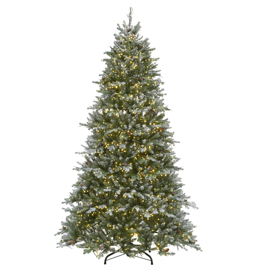 7.5 ft. Pre-Lit Snowy Morgan Spruce Tree with Dual Color LED Cosmic Lights - National Tree Company
