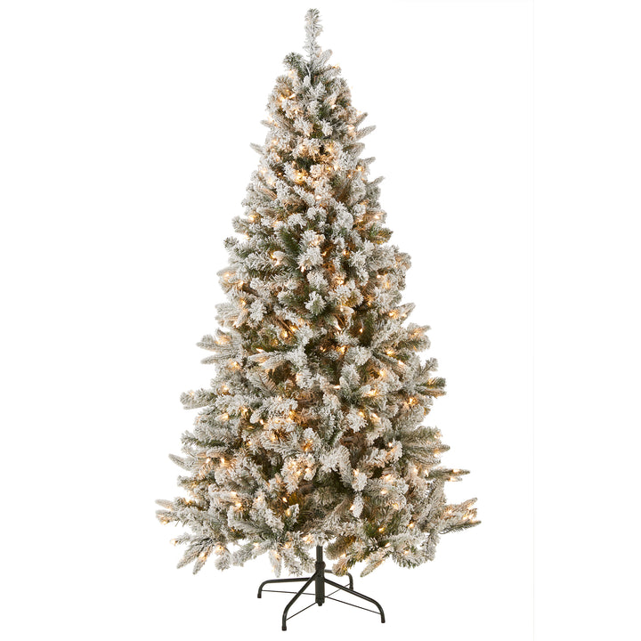 6.5 ft. Snowy Mixed Pine Tree with Clear Lights