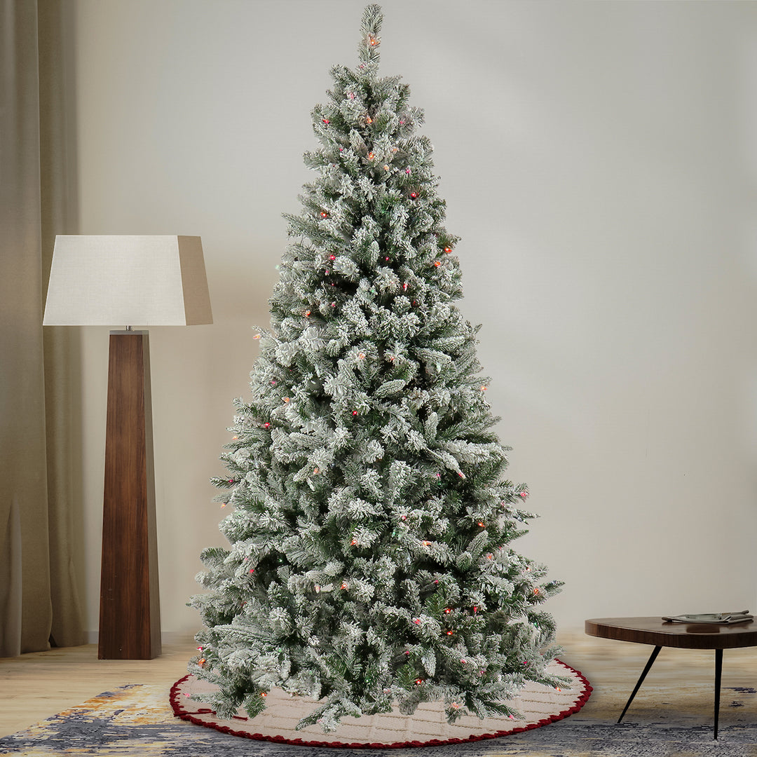 Artificial Snowy Mixed Pine Christmas Tree, Pre-Lit with Multi Incandescent Lights, Plug In, 6.5 ft