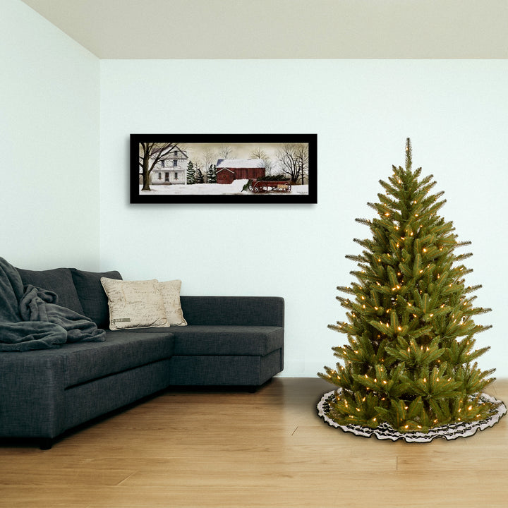 Pre-Lit 'Feel Real' Artificial Slim Christmas Tree, Green, Natural Fraser Fir, White Lights, Includes Stand, 4.5 Feet