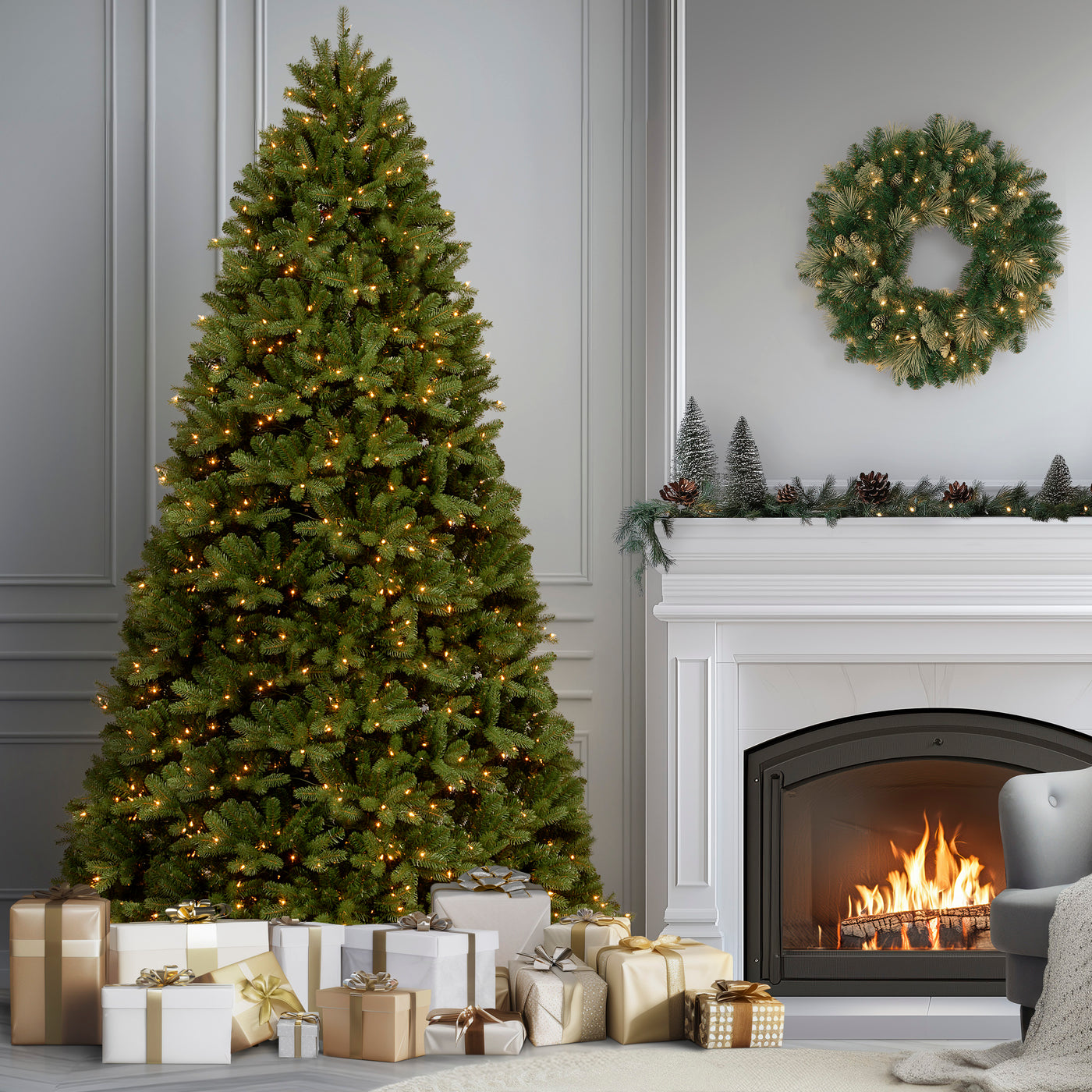 9 ft. Pre-Lit Newberry Spruce Tree with PowerConnect Dual Color LED Lights - National Tree Company