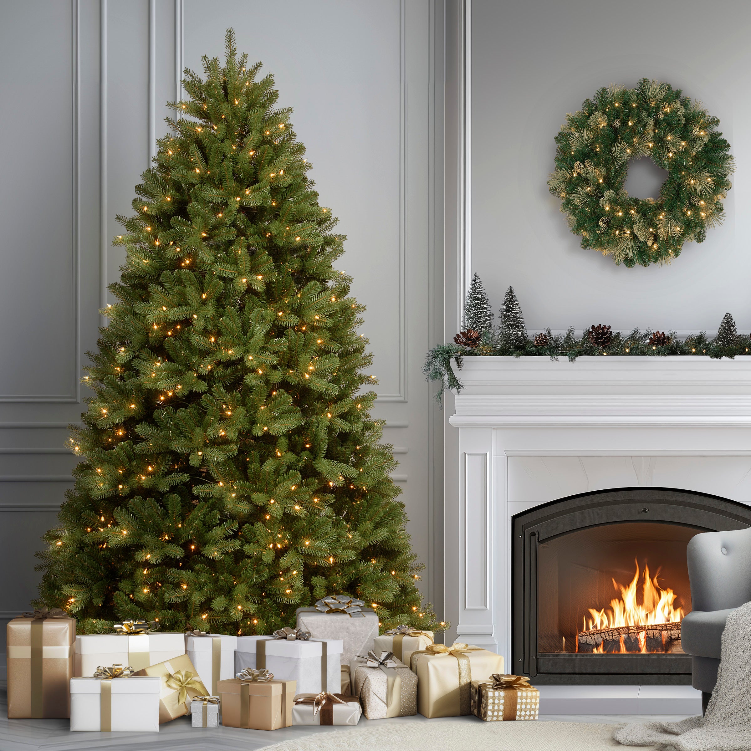 新品未使用 National Tree Company クリスマスツリー 7ft 8 ft. Pre-Lit Newberry Spruce Tree with PowerConnect Dual Color