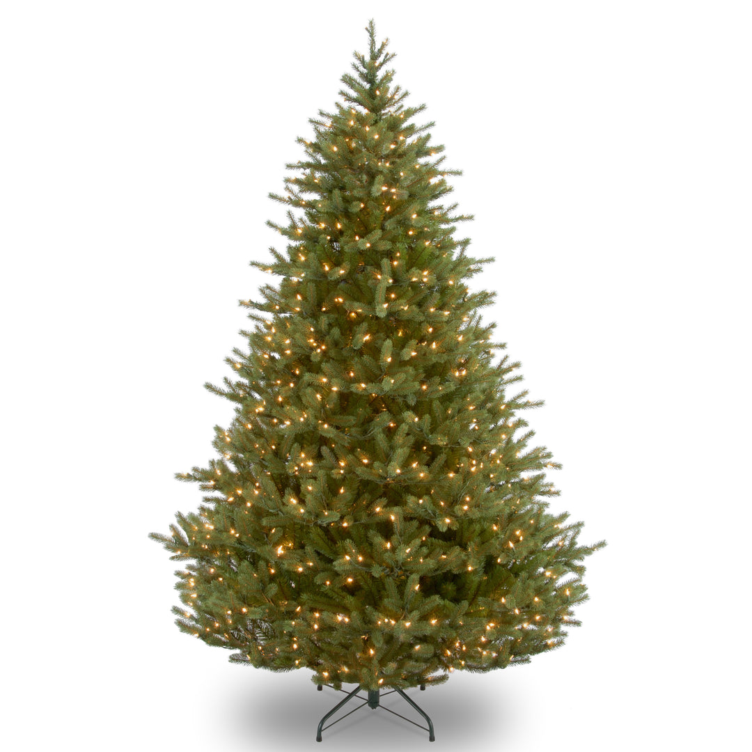 Pre-Lit Artificial Christmas Tree, Noble Fir, Green, White Lights, Includes Stand, 6.5 Feet