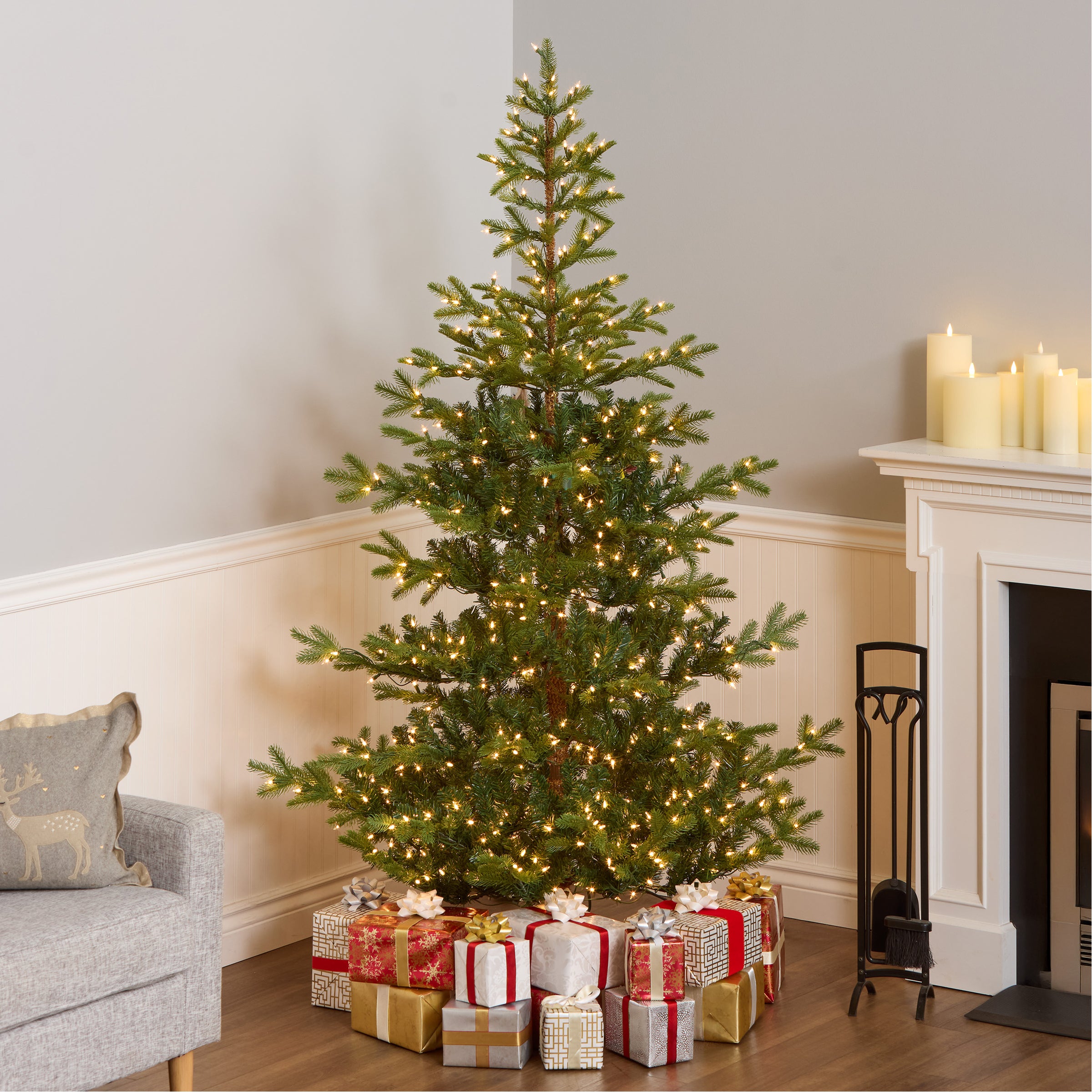 6.5 ft. Pre-Lit Norwegian Spruce Tree with Clear Lights, Plug-In