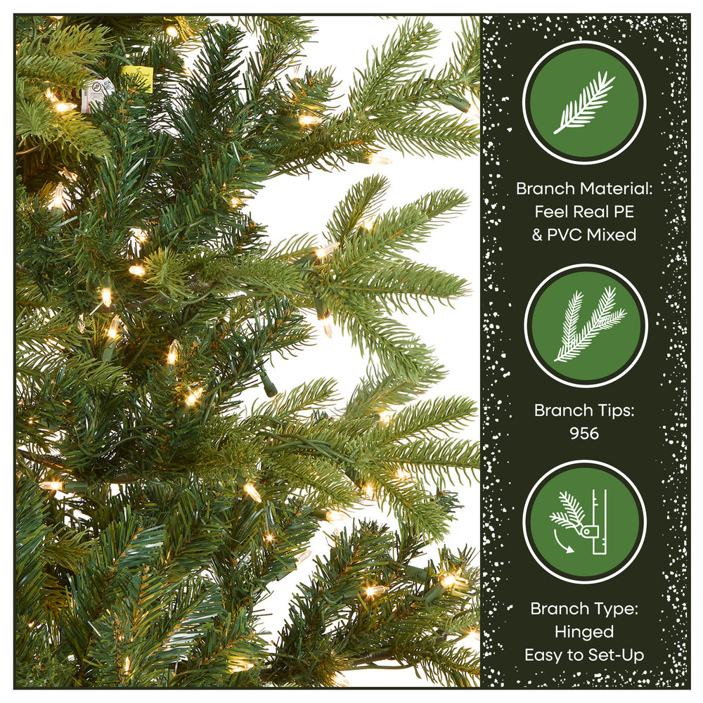 6.5 ft. Pre-Lit Norwegian Spruce Tree with Clear Lights, Plug-In ...