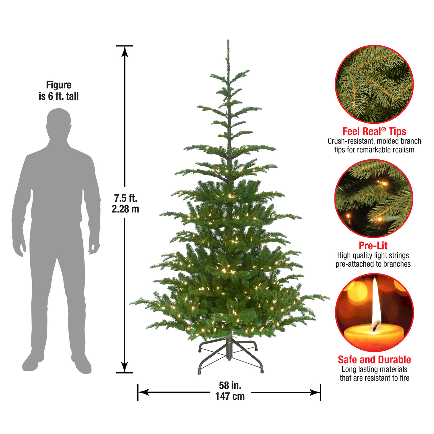 7.5 ft. Norwegian Spruce Tree with Clear Lights - National Tree Company