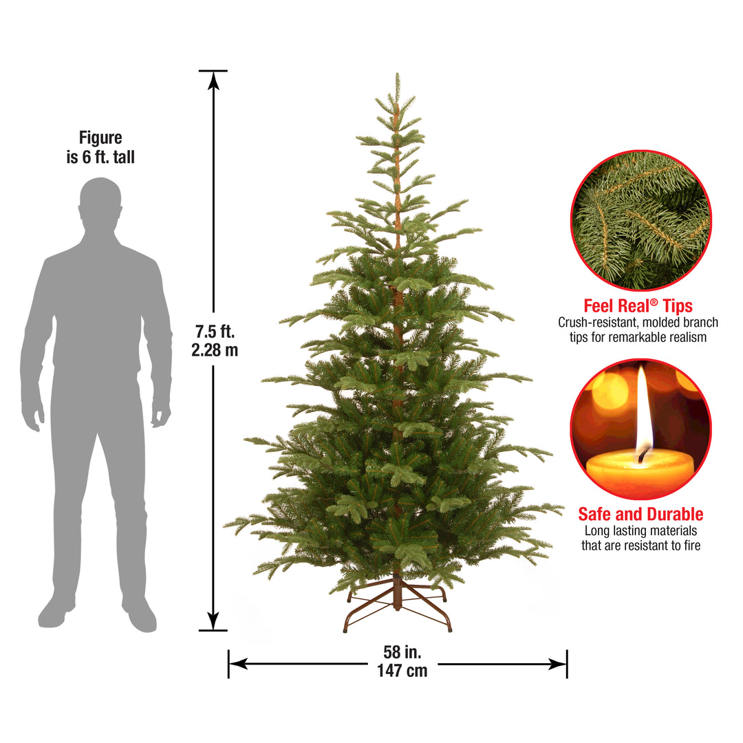 'Feel Real' Artificial Christmas Tree, Norwegian Spruce, Green, Includes Stand, 7.5 Feet