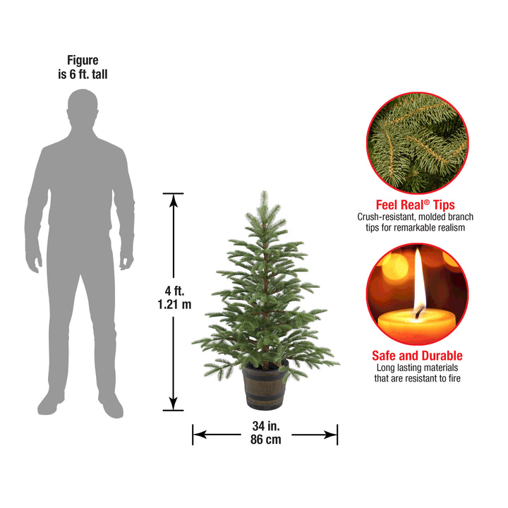 Artificial Entrance Christmas Tree, Norwegian Spruce, Green, Includes Barrel Base, 4 Feet