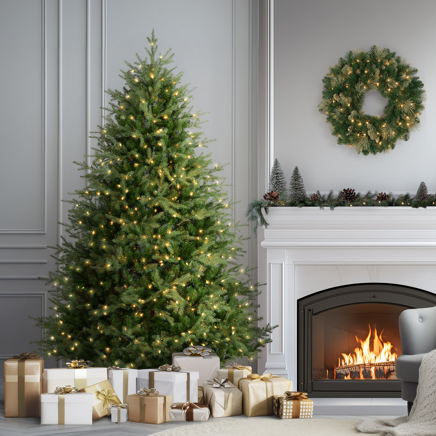 7.5 ft. Pre-Lit Nordic Spruce Medium Tree with Clear Lights - National Tree Company