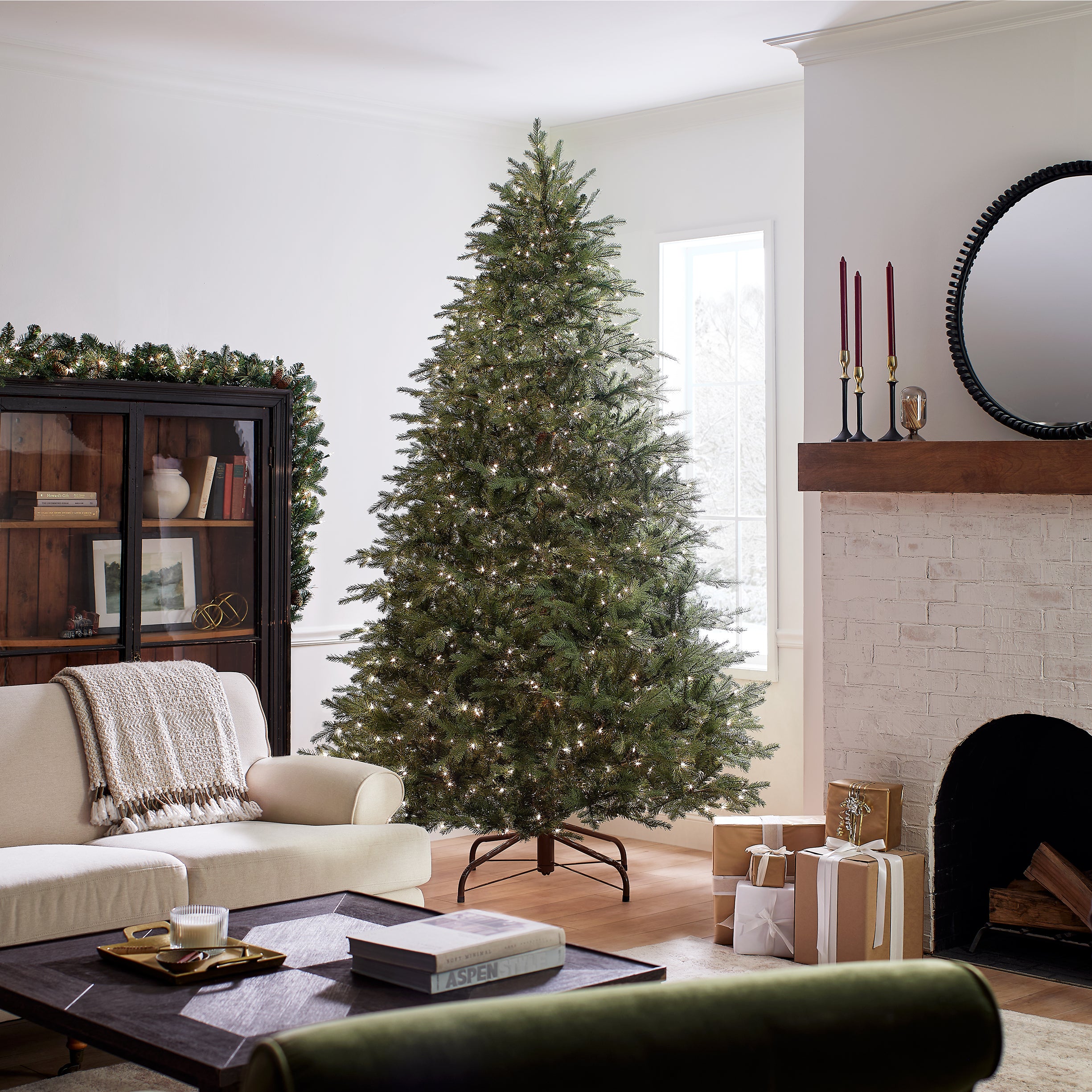 9 ft. Pre-Lit Nordic Spruce Medium Tree with Clear Lights, Plug-In