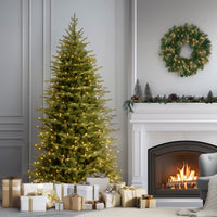 7.5 ft. Pre-Lit Nordic Spruce Slim Tree with Clear Lights, Plug-In - National Tree Company