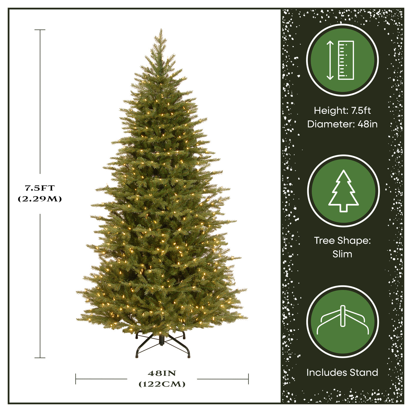7.5 ft. Pre-Lit Nordic Spruce Slim Tree with Clear Lights, Plug-In - National Tree Company