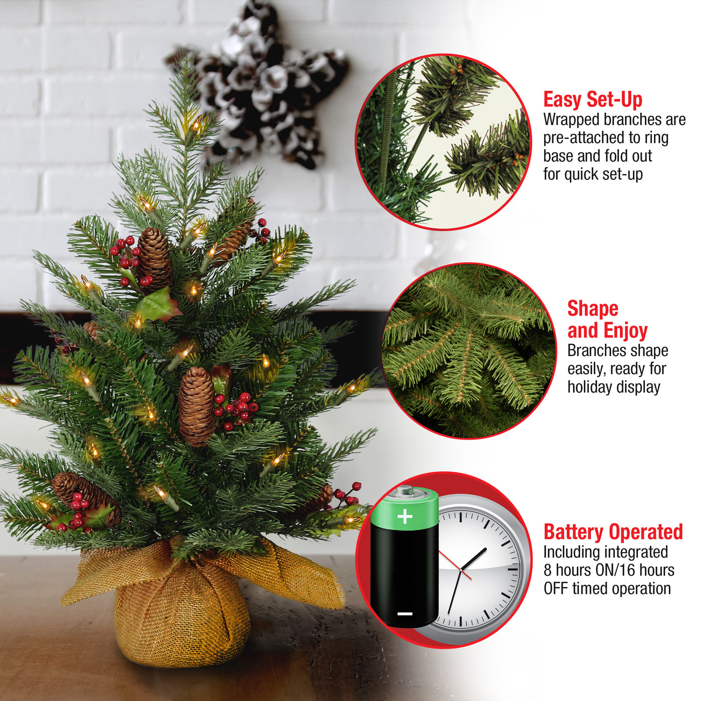 2 ft. Pre-Lit Nordic Spruce Tree with  LED Lights - National Tree Company