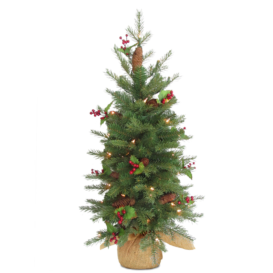 3 ft. Pre-Lit Nordic Spruce Tree with Warm White LED Lights - National Tree Company