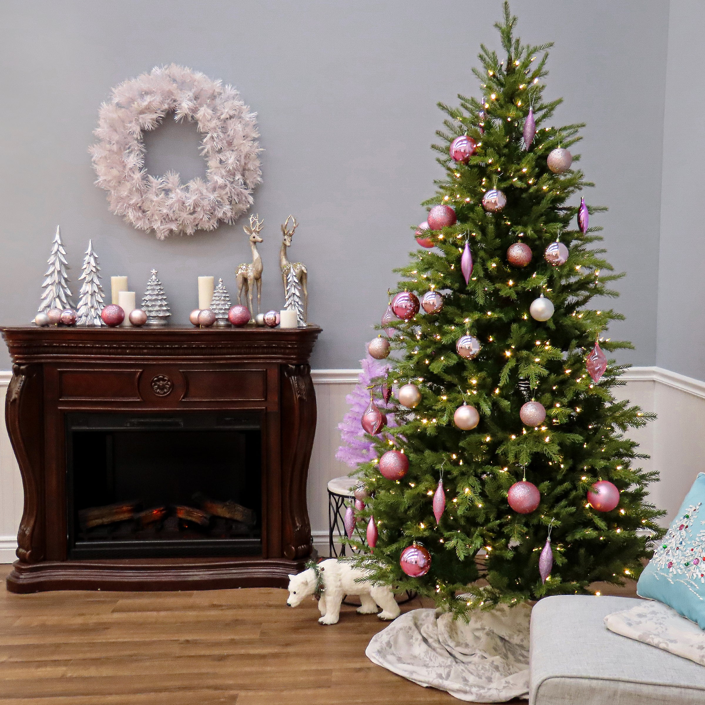 7.5 ft. Pre-Lit Nordic Spruce Slim Tree with Dual Color LED Lights