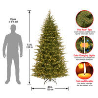 7.5 ft. Pre-Lit Nordic Spruce Slim Tree with Dual Color LED Lights, Plug-In - National Tree Company