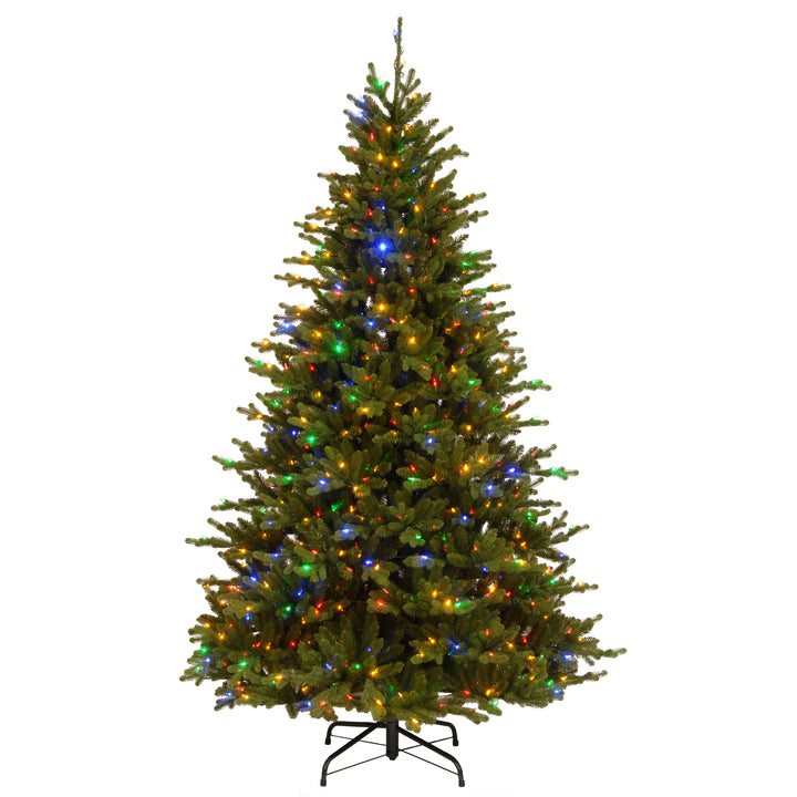 Pre-Lit 'Feel Real' Artificial Christmas Tree, Neshanic Valley Spruce, Green, Dual Color LED Lights, Includes Stand, 7.5 Feet