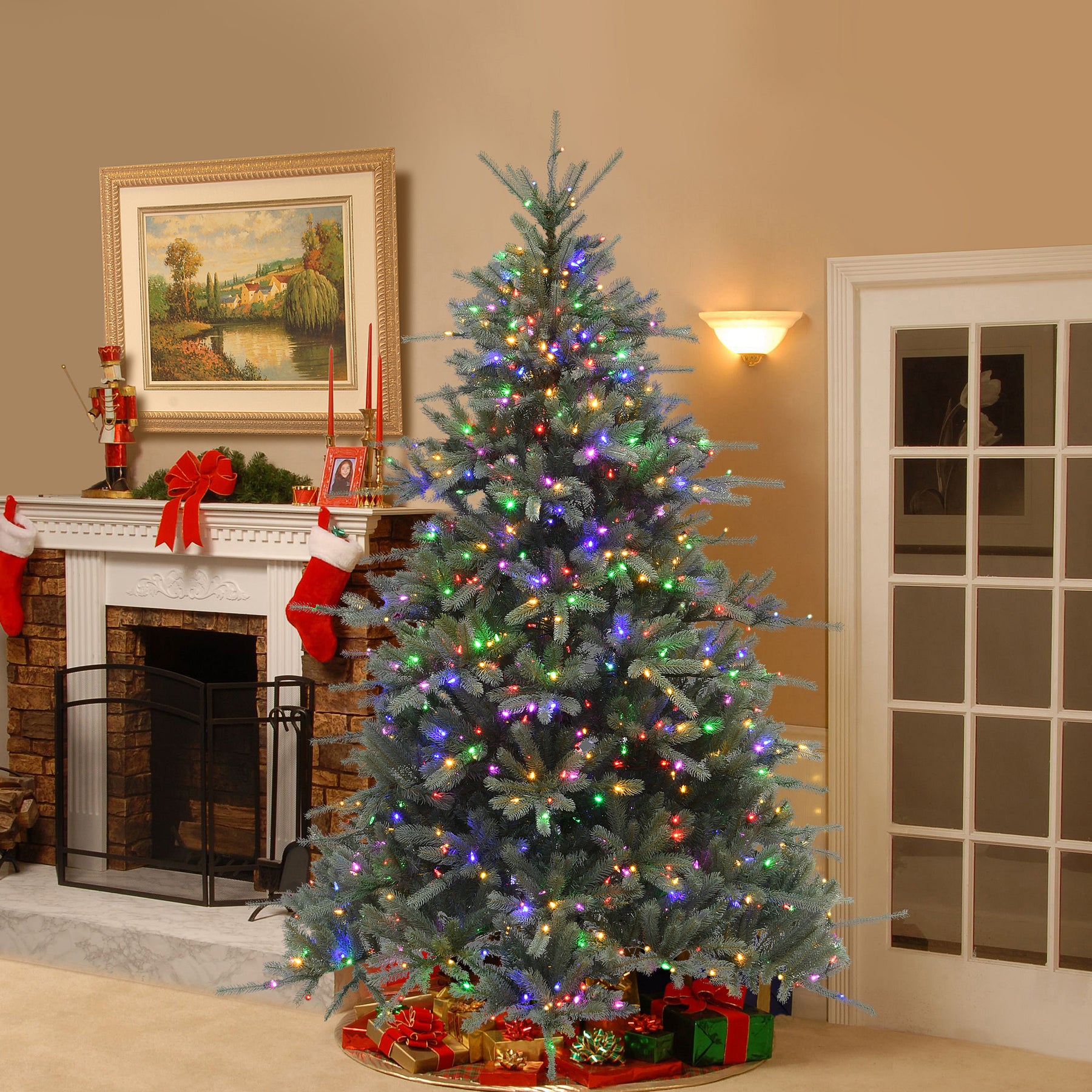 7.5 ft. PreLit Ponderosa Blue Fir Tree with Dual Color LED Lights National Tree Company