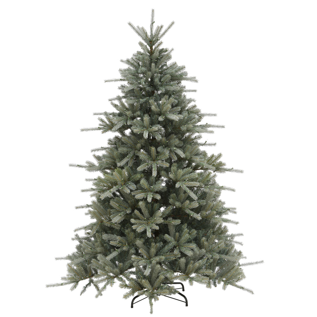 Pre-Lit 'Feel Real' Artificial Christmas Tree, Ponderosa Fir, Blue, Dual Color LED Lights, Includes Stand, 7.5 Feet