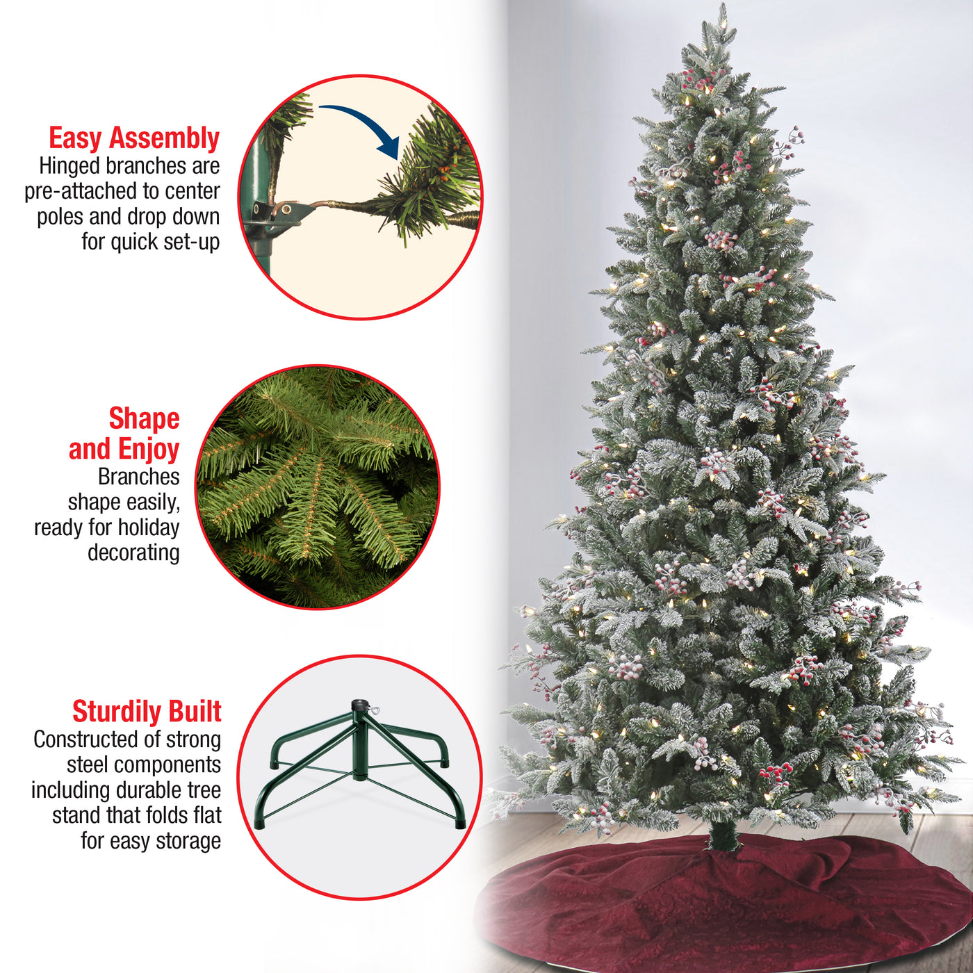 7.5 ft. Pre-Lit Snowy Poechmann Fir Tree with LED Lights - National Tree Company