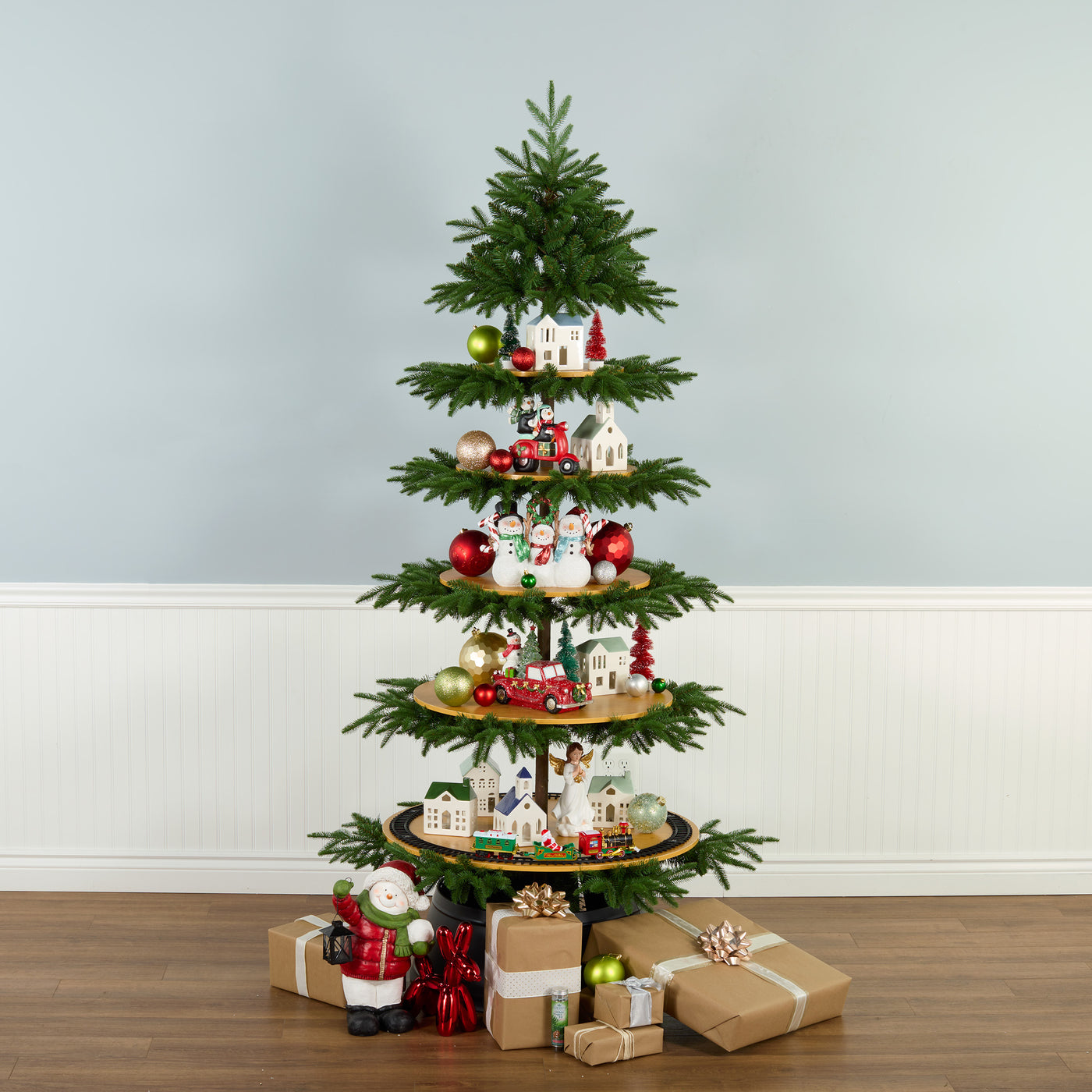7.5 ft. Platform Slim Tree with Shelves · National Tree Company
