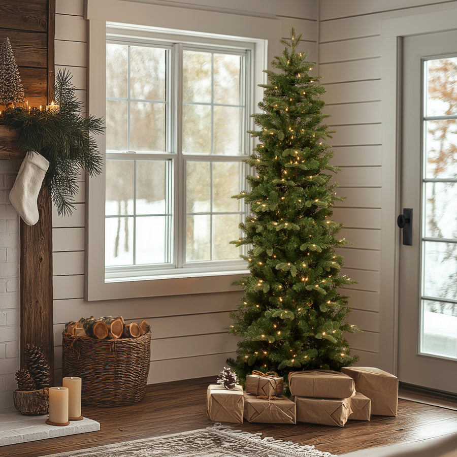 6.5 ft. Pre-Lit Prescott Pencil Slim Tree with Clear Lights