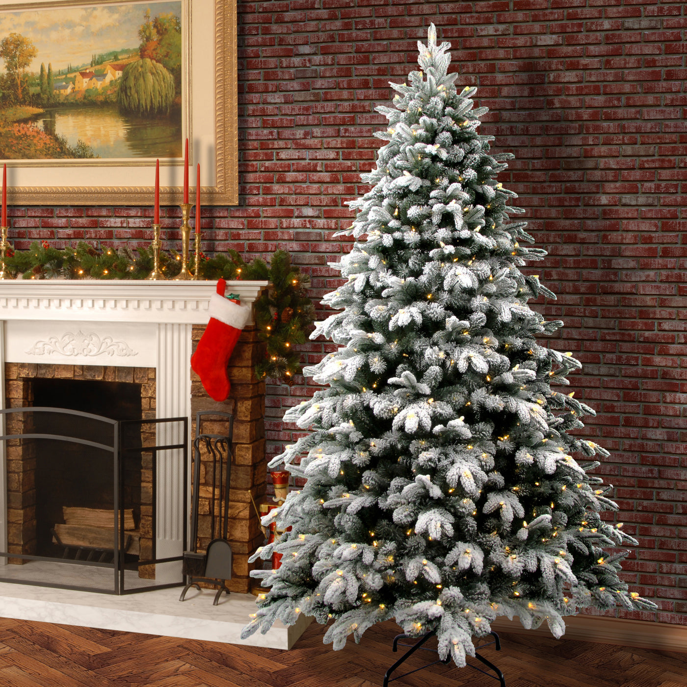 7.5 ft. Pre-Lit Snowy Avalanche Tree with Dual Color LED Lights - National Tree Company