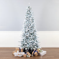 7.5 ft. Pre-Lit Snowy Comet Slim Blue Tree with LED Lights - National Tree Company