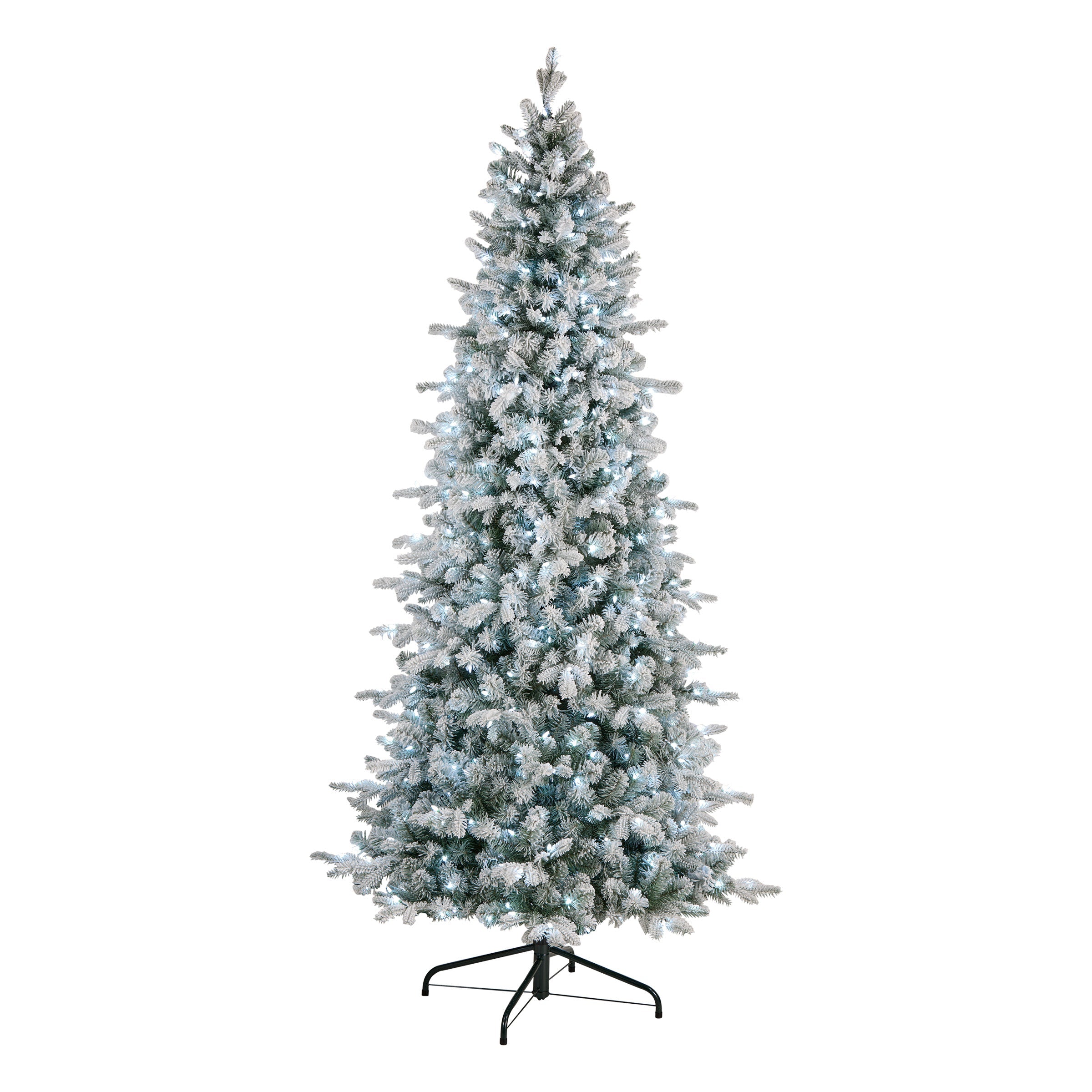 7.5 ft. Pre-Lit Snowy Comet Slim Blue Tree with LED Lights, Plug