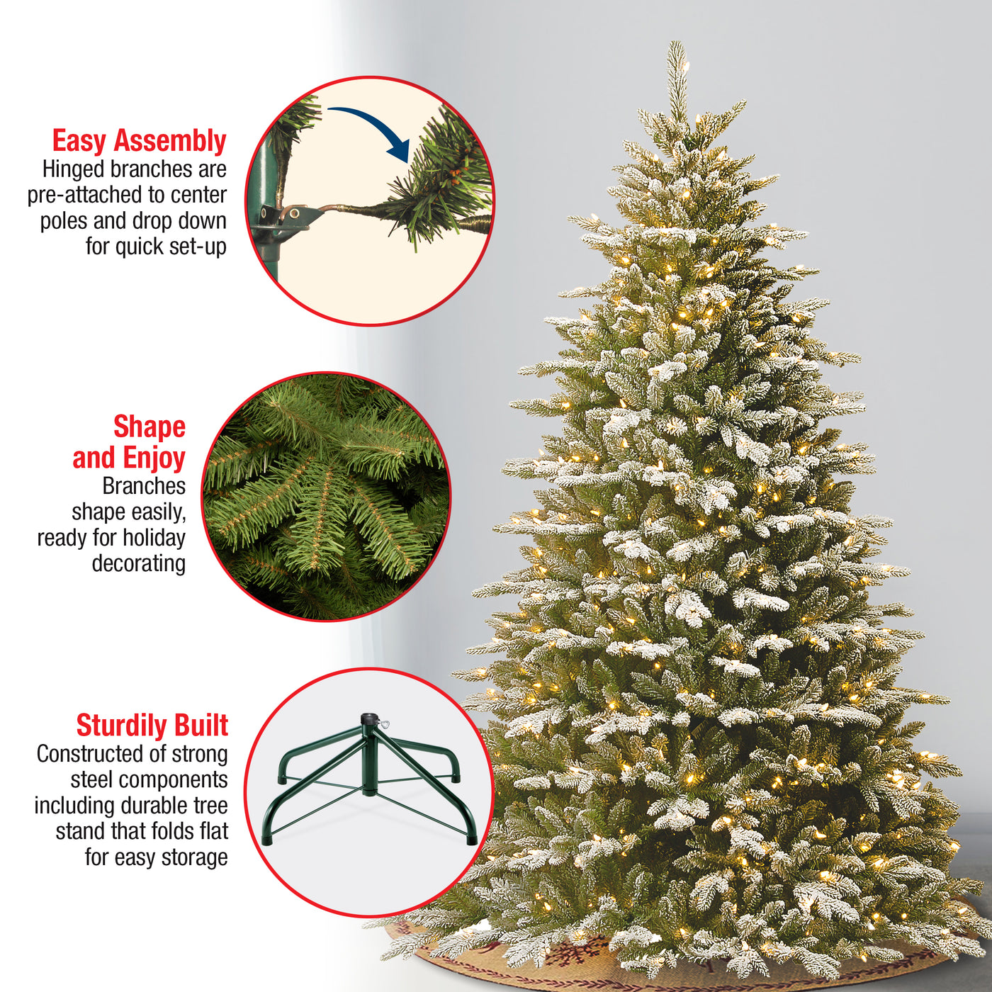 7.5 ft. Pre-Lit Snowy Sierra Spruce Tree with Clear Lights - National Tree Company