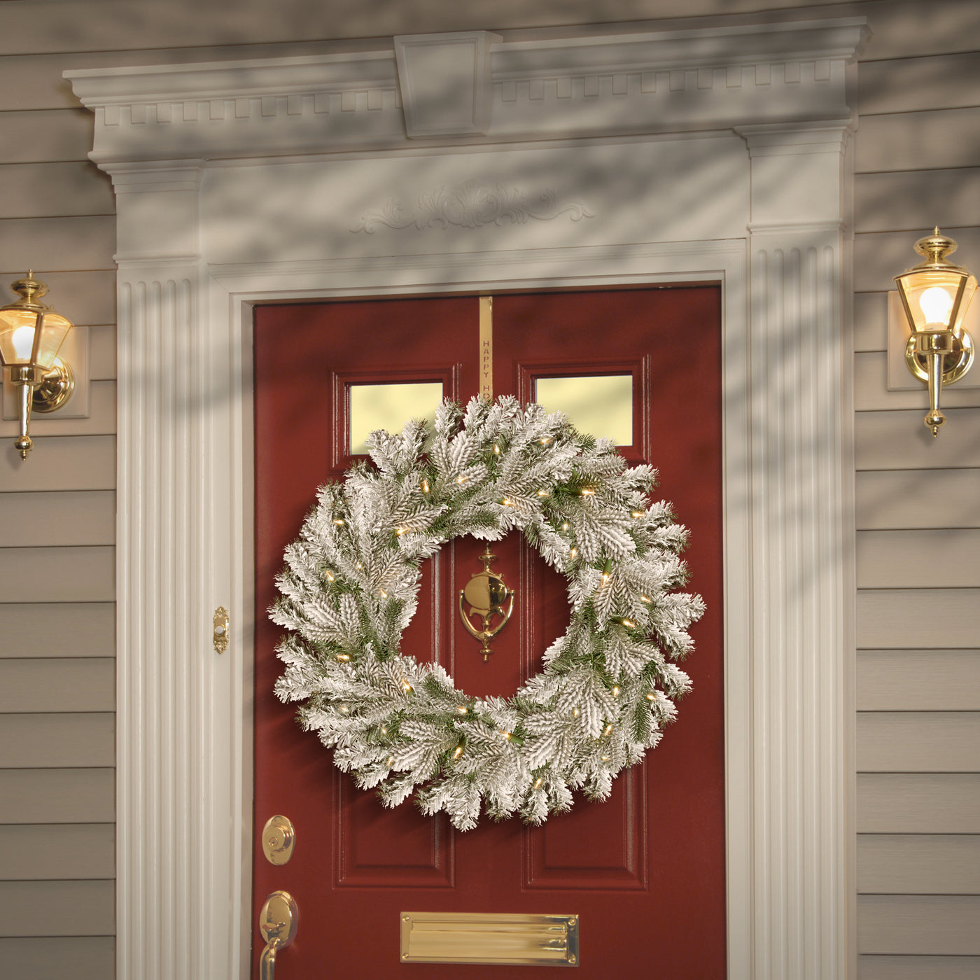 30 in. Pre-Lit Snowy Sheffield Spruce Wreath with LED Lights - National Tree Company