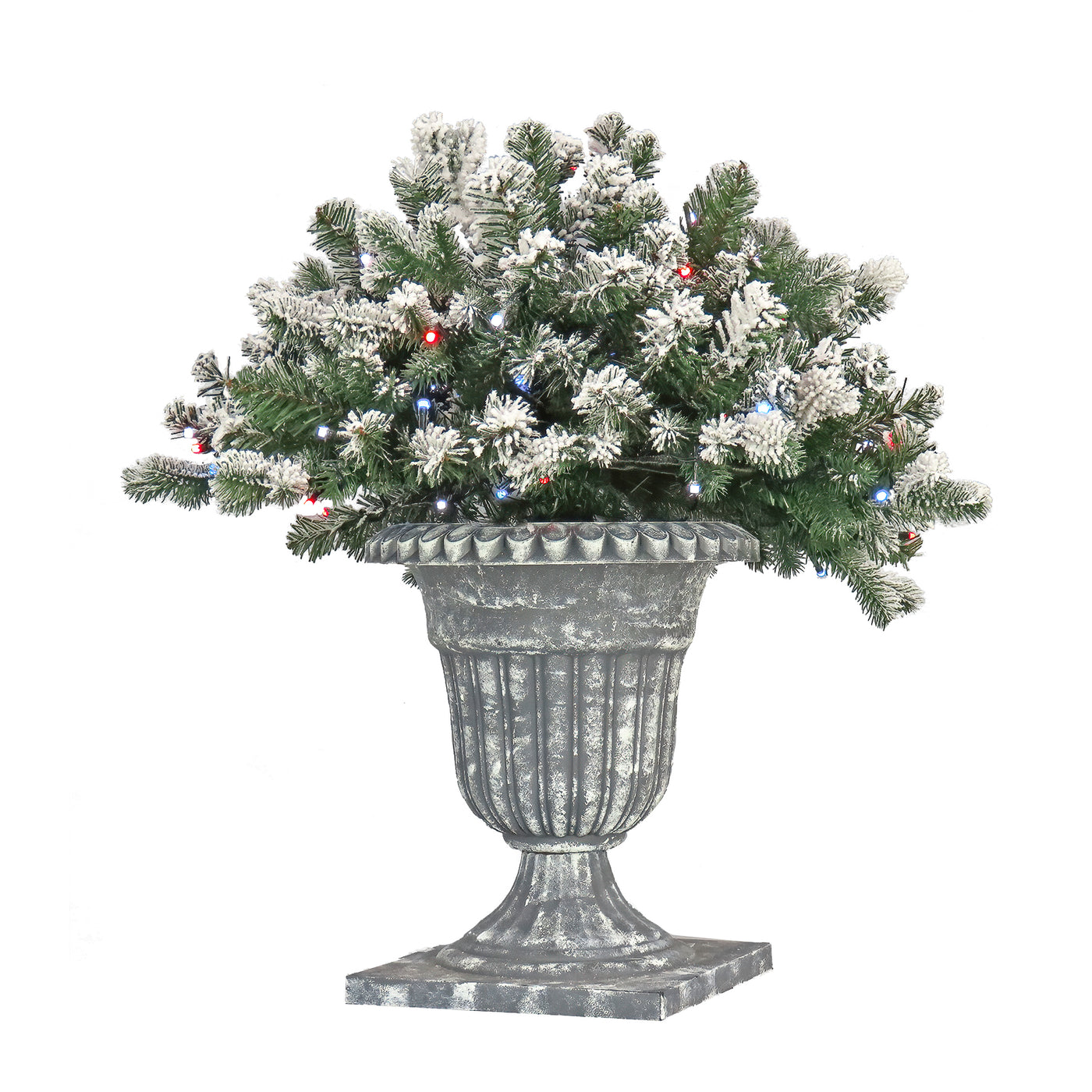 24 in. Pre-Lit Snowy Sheffield Spruce Porch Bush with Twinkly LED Lights - National Tree Company