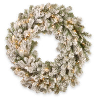 24 in. Pre-Lit Snowy Sheffield Spruce Wreath with Twinkly LED Lights - National Tree Company