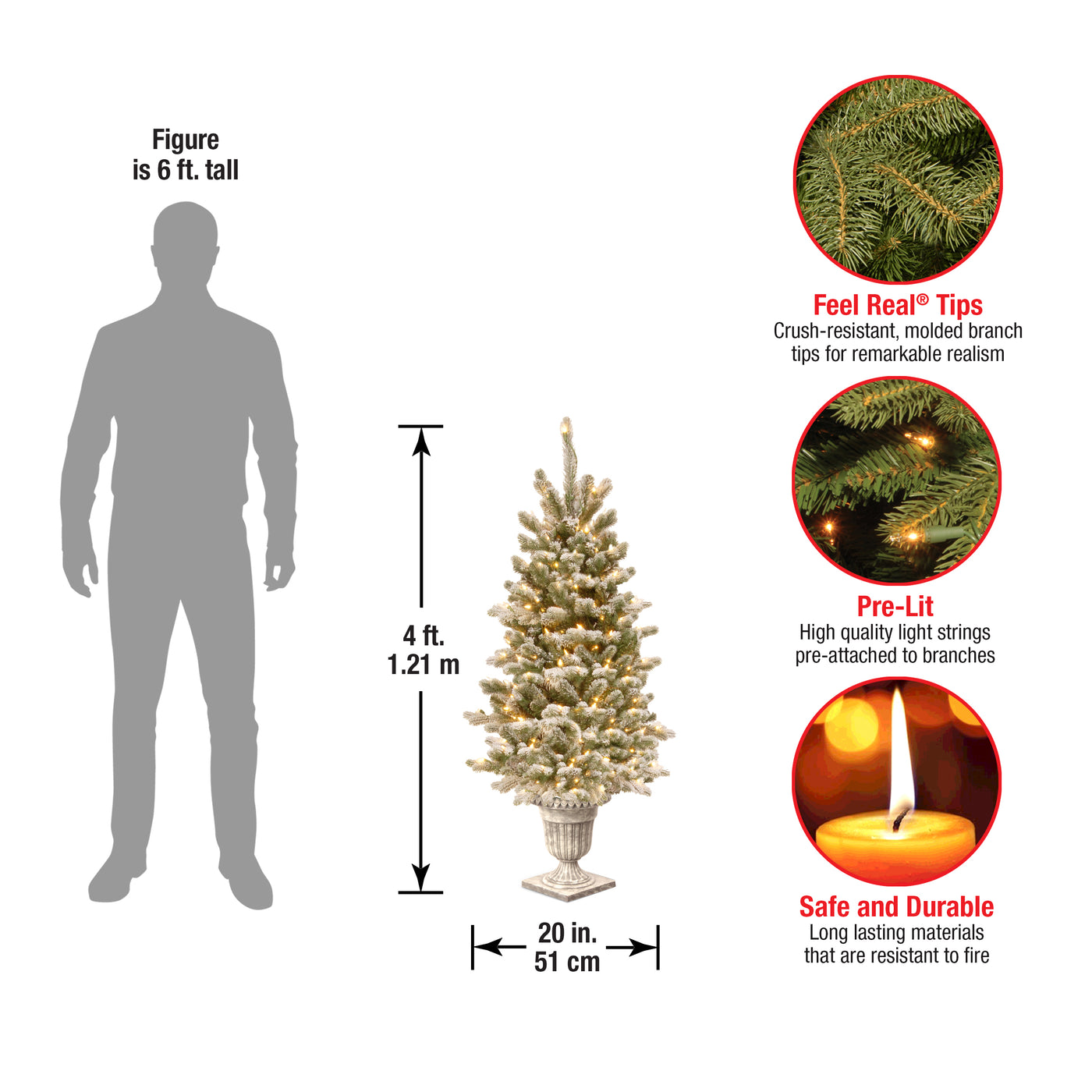 4 ft. Pre-Lit Snowy Sheffield Spruce Tree with Twinkly LED Lights, Plug-In - National Tree Company